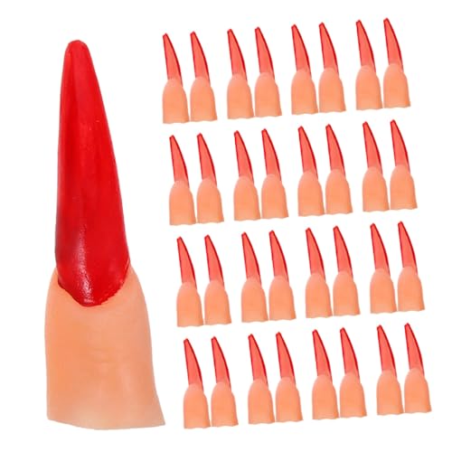 KONTONTY 50 Stück Teiliges Halloween Fake Finger mit Realistischem Design Rote Horror-nägel Langlebige Kunststoff-deko für Partytricks Cosplay und Gruselige Verkleidungen von KONTONTY