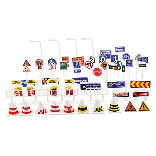 KONTONTY 56-teiliges Mini-spielzeugset Mit Verkehrszeichen Pädagogisches Verkehrszeichen Für Die Entwicklung Der Motorischen Fähigkeiten Von Kindern von KONTONTY