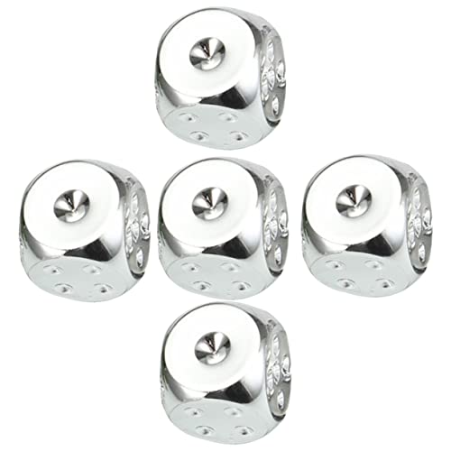 KONTONTY 5 Stücke Silber Metall Würfel Spielzeug Party Spiel Runde Ecke Dot Würfel Handwerk Kinder Würfel KONTONTY 5 Stücke Silber Metall Würfel Spielzeug Party Spiel Runde Ecke Dot Würfel Handwerk Kinder Würfel von KONTONTY
