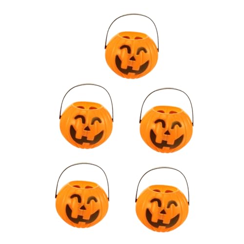 KONTONTY 5St Halloween-Süßigkeitshalter Kürbiseimer mit Griff Monster-Stirnband halloween kostüm halloween costume Halloween-Süßigkeiten-Eimer Halloween-Kürbis-Eimer tragbar Kürbislaterne von KONTONTY