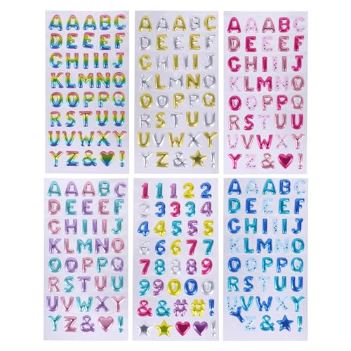 KONTONTY Alphabet-Aufkleber-Set Von 3D-Glitzer-buchstabenaufklebern Zahlen- Und Alphabet-aufklebern Für Karten Sammelalben Umschläge von KONTONTY