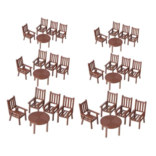 KONTONTY 6 Sätze Miniatur Tische und Stühle für Puppenhäuser Maßstab Robuste Möbel für Kreative Dekorationen und Fotografie von KONTONTY