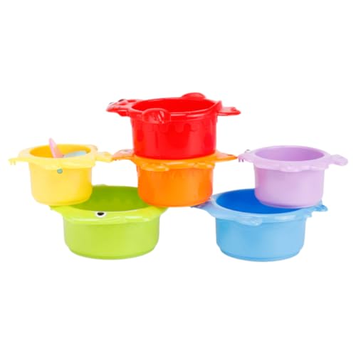 KONTONTY 6 Stück Bunt gestapelte Tassen Stapelbecher für Babys Spiel zum Stapeln von Bechern Stapelbecher für Kleinkinder Lernspielzeug stapeln Strand Plastik KONTONTY 6 Stück Bunt gestapelte Tassen Stapelbecher für Babys Spiel zum Stapeln von Bechern Stapelbecher für Kleinkinder Lernspielzeug stapeln Strand Plastik von KONTONTY