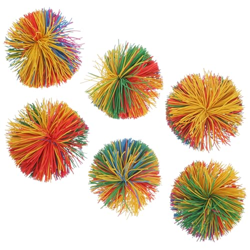 KONTONTY 6 Stück Bunte Silikon Wuschelbälle Dehnbar Stressabbau Sensory Fidgets Bouncing Pom Ball für Erwachsene Zufällige Farbe von KONTONTY
