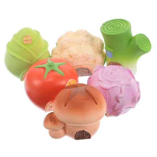KONTONTY 6 Stück Gemüsehaus Terrarienhütte Gartenverzierung Miniaturverzierung Moos-Mikrolandschaft Aquariumdekorationen klein Aquarienschmuck Aquarium Zubehör für Aquarien Harz von KONTONTY