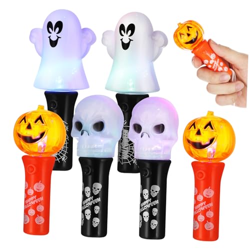 KONTONTY 6 Stück Halloween Leuchtende Zauberstäbe Glühende Partyspielzeuge mit Kürbis Geist und Totenschädel für Halloween Feiern Geburtstagsfeste und Nachtclubs KONTONTY 6 Stück Halloween Leuchtende Zauberstäbe Glühende Partyspielzeuge mit Kürbis Geist und Totenschädel für Halloween Feiern Geburtstagsfeste und Nachtclubs von KONTONTY