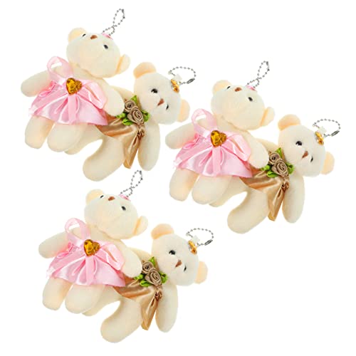 KONTONTY 6 Stück Hochzeitsbär Stoffbär Puppe Kleine Bärenpuppe Hochzeits Mottobären Kleiner Bär Tierplüsch Rosa Abschlussfeier Bär Hochzeitsstrauß Abschlussbärenpuppen Pp von KONTONTY