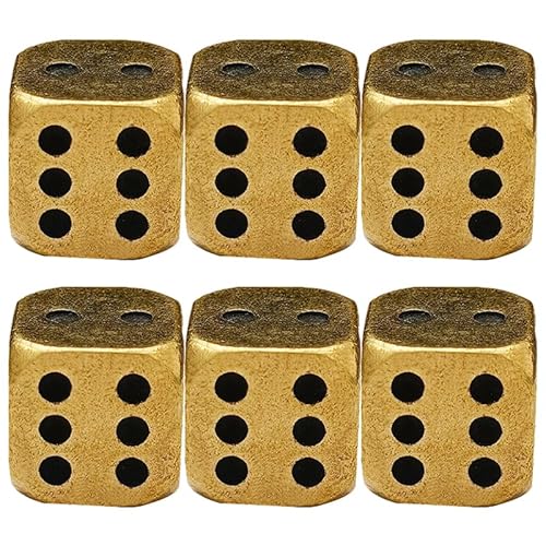 KONTONTY 6 Stück Würfel Gold D6 Metall Satz Messingwürfel 6-seitige Vintage Tischspiel Würfel Für Mathespiele Und Dekoration Indoor Outdoor KONTONTY 6 Stück Würfel Gold D6 Metall Satz Messingwürfel 6-seitige Vintage Tischspiel Würfel Für Mathespiele Und Dekoration Indoor Outdoor von KONTONTY