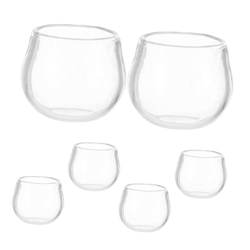 KONTONTY 6 Stück Mini-Aquarium- Aus Kunstharz Mikrolandschaftsfiguren Miniatur-puppenhaus-Ornament Zubehör Fisch Mini-Aquarium-Modell Mini-hausdekoration Winzig Transparent Glas von KONTONTY