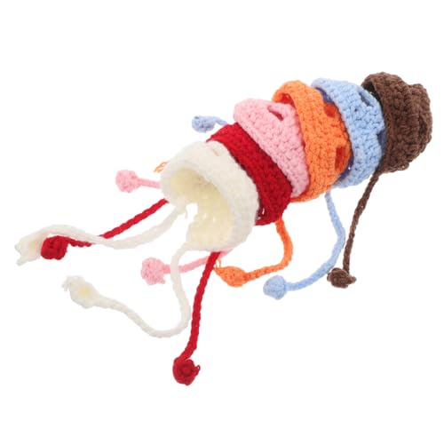 KONTONTY 6 Stück Mini Strickmützen für Puppen aus Weicher Wolle Dekorative Kleine Handgestrickte Häubchen Komfortabel und rutschfest für DIY Bastelprojekte Figuren und Weihnachtsbaumschmuck von KONTONTY