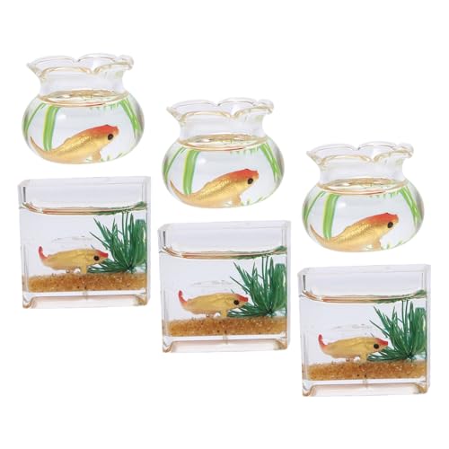 KONTONTY 6 Stück Miniatur Fischglas Heimdekoration Winziges Künstliches Fischglas Miniatur Landschaftsornamente Feengarten Puppenhaus Schreibtisch Ornament Zufällige Farbe von KONTONTY