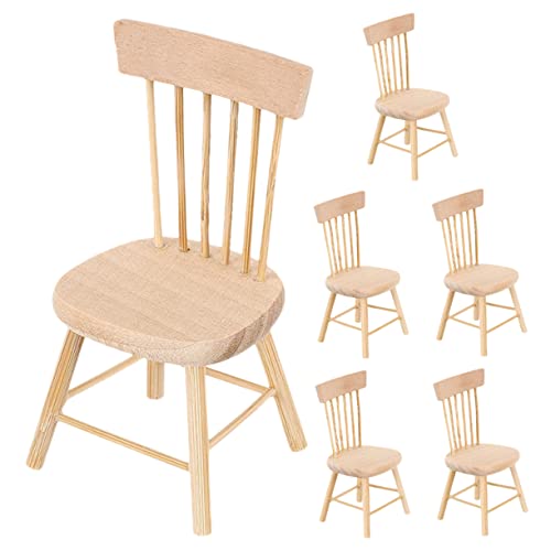 KONTONTY 6 Stück Miniaturmöbel Teiliges Holzstuhl Modell für Puppenhaus Dekorative Stühle für Kreative Wohnraumgestaltung Puppenhaus Zubehör und Fotorequisiten KONTONTY 6 Stück Miniaturmöbel Teiliges Holzstuhl Modell für Puppenhaus Dekorative Stühle für Kreative Wohnraumgestaltung Puppenhaus Zubehör und Fotorequisiten von KONTONTY