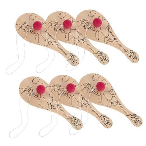 KONTONTY 6 Stück Schlägerspielzeug Zum Ausmalen Retro- Paddelball Paddel Mit Befestigtem Ball Malen Schlägergriffband Paddel Mit Ball Racketball-ballschläger Holz KONTONTY 6 Stück Schlägerspielzeug Zum Ausmalen Retro- Paddelball Paddel Mit Befestigtem Ball Malen Schlägergriffband Paddel Mit Ball Racketball-ballschläger Holz von KONTONTY