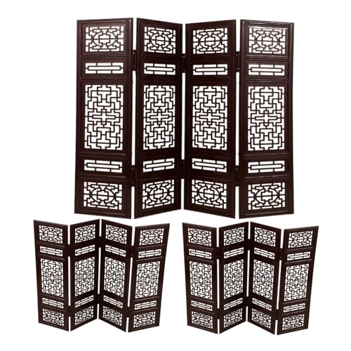 KONTONTY 6 Stück Screen -Puppenspielzeug Bildschirm Puppenhausfenster Puppenhaus-Miniaturzubehör chinesische möbel chinesische wandteiler Dollhouse Schlafzimmermöbel Plastik Kaffee von KONTONTY