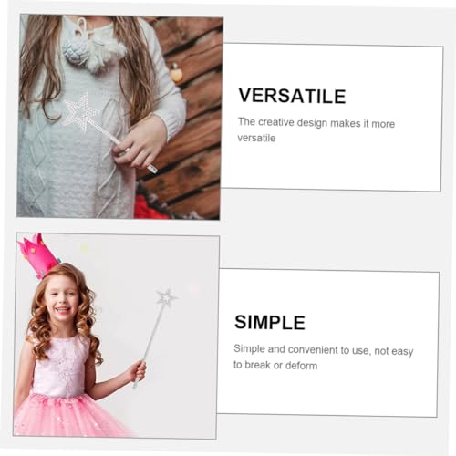 KONTONTY 6 Stück Stern Zauberstäbe mit Glitzer Dekorative Feenstäbe für Kinderparty Cosplay Kostüm Tanz und Fotografie Handlich Silberfarben Vielseitig Einsetzbar von KONTONTY