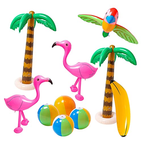 KONTONTY 6 Stück Teiliges Aufblasbares Spielzeugset für Simulation Tier Strandspielzeug Papageien Bananen Strandbälle Lustige Badespielzeuge für Wasservergnügen von KONTONTY