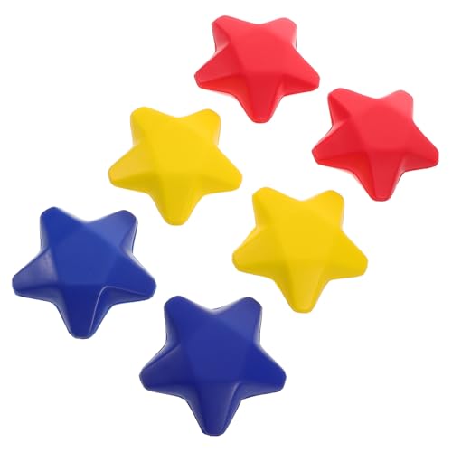 KONTONTY 6 Stück Teiliges Bunte Stern Stressbälle aus Weichem Pu Schaum Handliches Squeeze und Erwachsene Fördert Griffkraft und Handkoordination für Büro Klassenzimmer und Party von KONTONTY