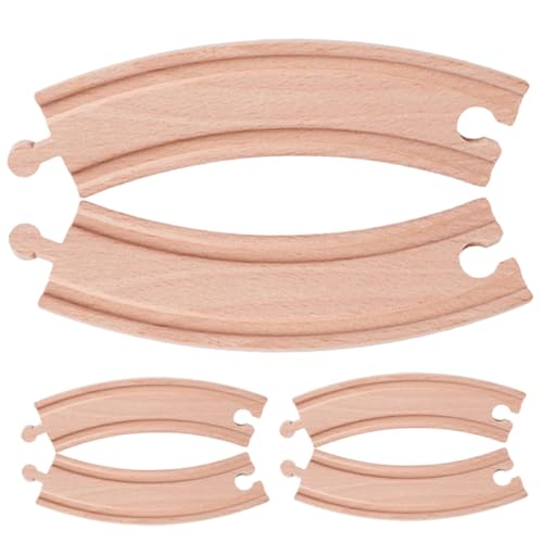 KONTONTY 6 Stück Teiliges Holzeisenbahn Gebogene Schienen Zubehör für DIY Holz Zug Holzschienen für Jungen und Mädchen Eltern Junge Mädchen spielspaß von KONTONTY
