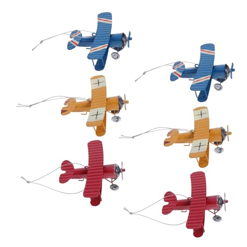KONTONTY 6 Stück Teiliges Metall Flugzeug Modell Vintage Doppelsitzer Figuren Retro Eisen Flugzeug Deko für Schreibtisch Regal Sammler in Gelb Rot Blau KONTONTY 6 Stück Teiliges Metall Flugzeug Modell Vintage Doppelsitzer Figuren Retro Eisen Flugzeug Deko für Schreibtisch Regal Sammler in Gelb Rot Blau von KONTONTY