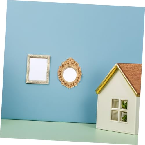 KONTONTY 6 Stück Teiliges Miniaturspiegel Vintage Stil Kleine Dekorative Wandspiegel für Puppenhaus Schlafzimmer Bad Detailgetreue Miniaturmöbel Zubehör für Vielseitige Puppenhaus von KONTONTY
