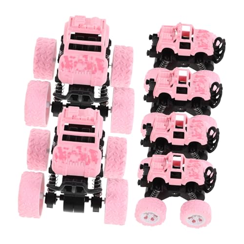 KONTONTY 6 Stück Teiliges Offroad Spielzeugauto Pull Back Funktion Friktionsantrieb Kinderfahrzeug Kunststoff Robust Für Kindergeburtstag Partydeko Rosa von KONTONTY