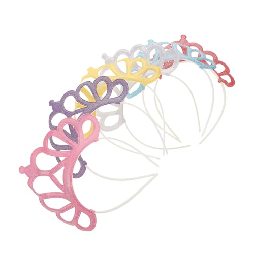 KONTONTY 6 Stück Teiliges Prinzessin Haarband für Mädchen Weiches Stirnband mit Kronen Design Bequemes Geburtstagsparty Zubehör Niedliche Haarschmuck für Festliche Anlässe von KONTONTY