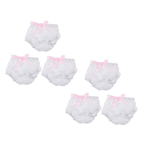KONTONTY 6 Stück Teiliges Puppenunterwäsche Kleine Weiße Puppenunterhosen Langlebige und Verstellbare Doll Shorts Puppenzubehör für DIY Spiel und Foto Requisiten Geeignet für Puppen von KONTONTY