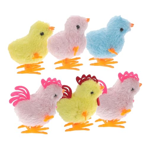 KONTONTY 6 Stück Wind Up Plüschhühner Spielzeuge für Fördert Koordination und Fantasie für Junge Mädchen Kleinkinder und Osterdekoration Zufällige Farbe von KONTONTY