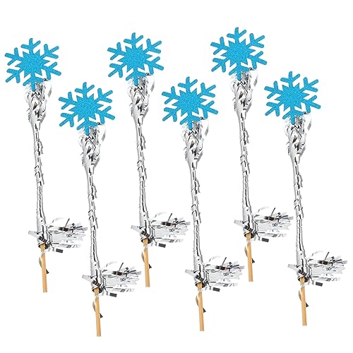 KONTONTY 6stücke Holzstab Schneeflocke Zauberstab Mädchenstick Hochzeit Party Requisiten Fotoaccessoires Feenstab Schneeflockenstab von KONTONTY