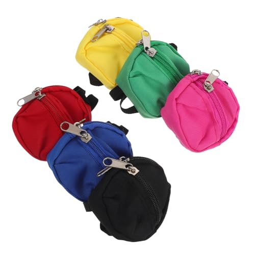 KONTONTY 6 Teiliger Puppenrucksack Miniatur Rucksack Für Puppen Süße Cartoon Tasche Mini Rucksack Miniatur Schulbedarf Rollenspiel Zubehör Cartoon Taschen Mini Tasche von KONTONTY