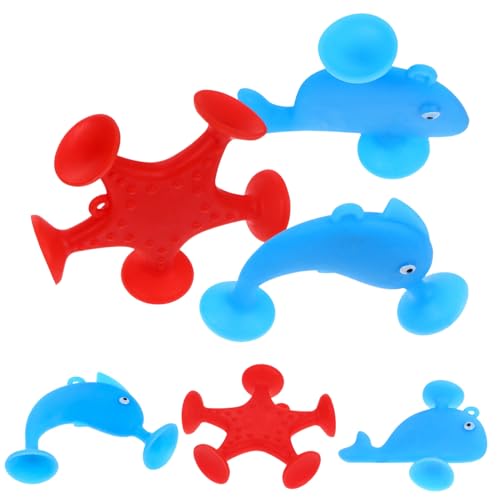 KONTONTY 6 Teiliges Badewannenspielzeug Für Saugnapf Wassertiere Tierform Sternchen Wal Badespaß Für Kleinkinder Und Im Badezimmer Und Pool von KONTONTY