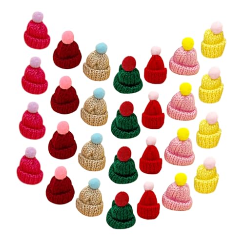 KONTONTY 60 Stück Mini Weihnachtsmützen aus Strick DIY Bastelbedarf für Puppen und Mini Deko Sichere und Hautfreundliche Materialien für Festliche Anlässe und Kreative Projekte von KONTONTY