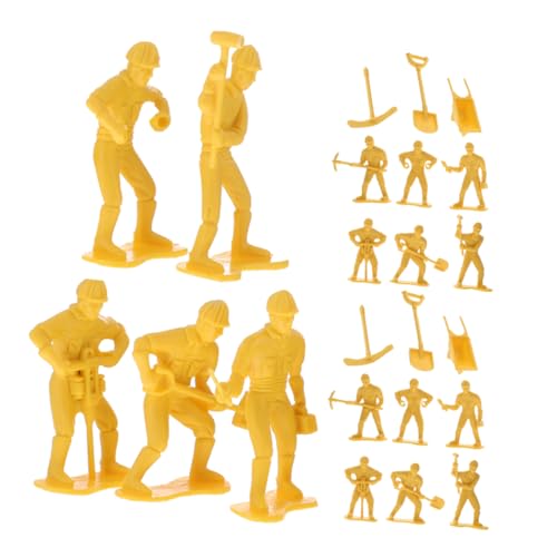 KONTONTY 63 Stück Teiliges Bauarbeiter Spielfiguren aus Robustem Kunststoff mit Notfall Reparaturteam und Miniatur Werkzeugen Fördert Feinmotorik und Lernen für Zuhause und Schule von KONTONTY