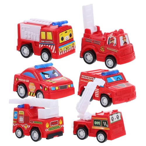 KONTONTY 6er Set Mini Ingenieurfahrzeuge Für Rückziehspielzeug Mit Feuerwehrfahrzeug Design Inertialfahrzeuge Für Frühe Bildung Ideales Für Jungen Ab 3 Jahren von KONTONTY