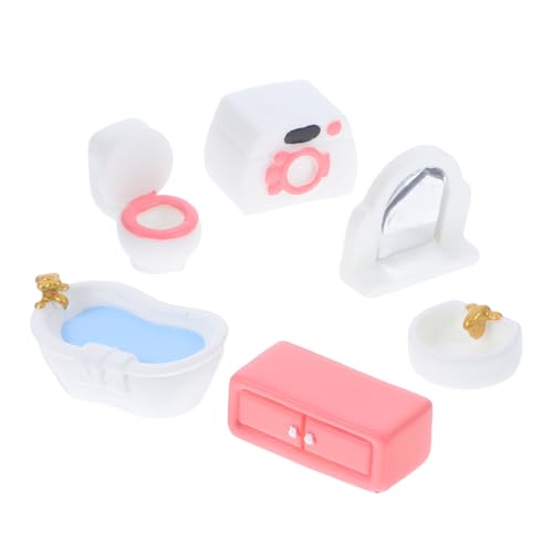 KONTONTY 6pcs Dollhouse Toilette Mini Badezimmer Möbel Waschbecken Schrank Waschmaschine Modell Spiegel Badewanne Spielzeug Für Puppenhausdekoration Zubehör KONTONTY 6pcs Dollhouse Toilette Mini Badezimmer Möbel Waschbecken Schrank Waschmaschine Modell Spiegel Badewanne Spielzeug Für Puppenhausdekoration Zubehör von KONTONTY