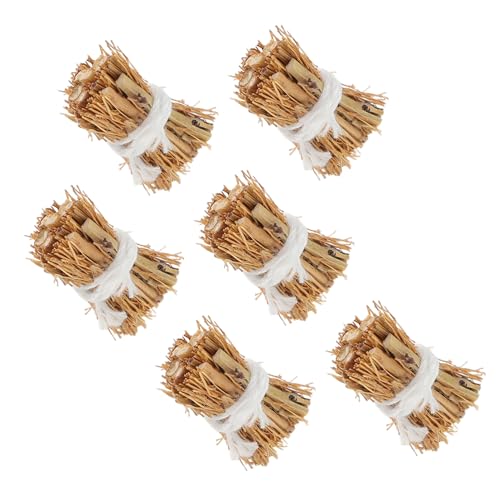 KONTONTY 6pcs Mini Heuballen Für Handwerk Handgefertigt Miniatur Heuhaufen Dekorationen 2,5 cm Puppenhaus Heuballen DIY Sand Tisch Schmuck Faux Heuhaufenballen von KONTONTY