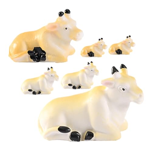 KONTONTY 6 Stücke Miniatur Kühe Figuren Harz Tier Ornamente Landschaft Für Home KONTONTY 6 Stücke Miniatur Kühe Figuren Harz Tier Ornamente Landschaft Für Home von KONTONTY