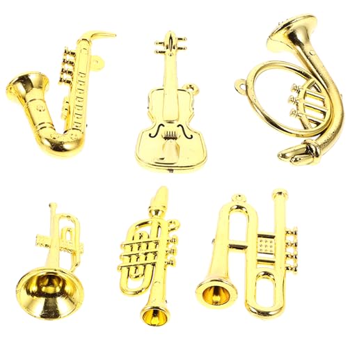 KONTONTY 6st Puppenhausinstrumente Ornamente Mini- Baum Puppenstubenmöbel Musical Miniaturen Miniaturinstrumente Mini-musikinstrumente Instrumente Miniaturmodelle Plastik Golden von KONTONTY