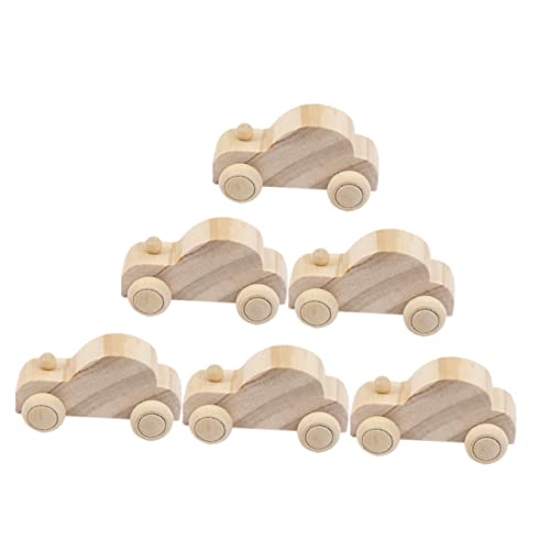 KONTONTY 6stücke Teiliges DIY Graffiti Holzspielzeug Auto Für Junge Mädchen Unlackierte Holzfahrzeuge Zur Kreativen Gestaltung Und Frühkindlichen Für von KONTONTY