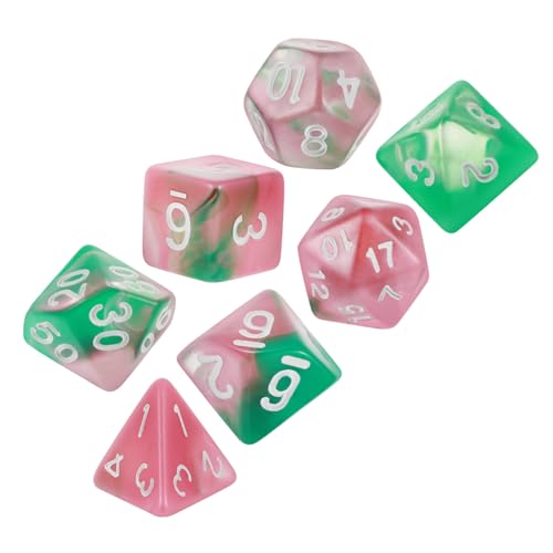 KONTONTY 7 Stück Facettierte Unterhaltungswürfel Spiel Brettspiele Stütze Würfeln Zahlenwürfel Mehrseitige Polyedrische Acryl von KONTONTY