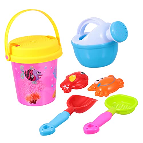 KONTONTY 7 Stück Teiliges Sandspielzeug Set für Bunte Strand Eimer und Mini Spielzeuge für Sandkasten und Strandaktivitäten Leicht und Langlebig Fördert die Eltern Junge Zufällige Farbe von KONTONTY