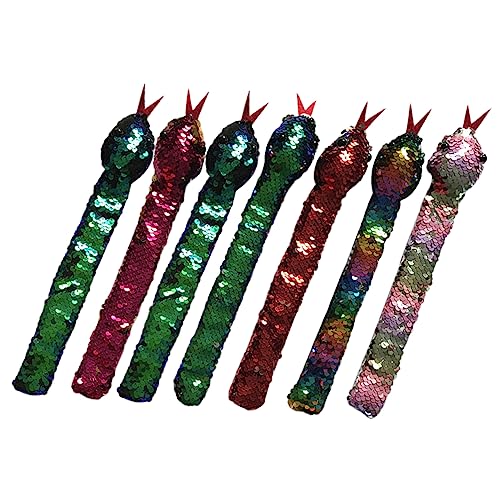KONTONTY 7 Stück tragbare Schlagbänder armbänder für Party Sachen schlangen Festival-Slap-Bands Armband in Schlangenform Schlangenarmband mit Pailletten Kunstleder von KONTONTY