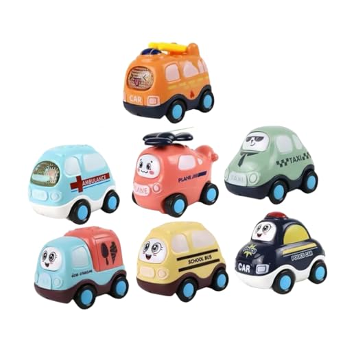 KONTONTY Friktionsfahrzeug-spielzeugset Mit 7 Verschiedenen Pullback-spielzeugen Für Kinder Geburtstagsgeschenk Spielen Gratfrei Glatt Zufällige Farbe von KONTONTY