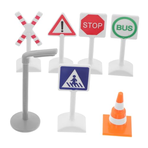 KONTONTY 7 Teiliges Verkehrsschild Verkehrsschild Zug Tischzubehör Straßenspielzeug Transportschilder Stoppschild Für Mini Baufahrzeug U Bahn Straßensperre Aus Kunststoff KONTONTY 7 Teiliges Verkehrsschild Verkehrsschild Zug Tischzubehör Straßenspielzeug Transportschilder Stoppschild Für Mini Baufahrzeug U Bahn Straßensperre Aus Kunststoff von KONTONTY
