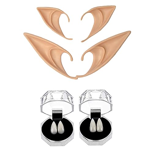 KONTONTY 8 Pcs Ohr Fangs Halloween Dekorative Fangs Ohren Cosplay Zähne Set Für Party von KONTONTY