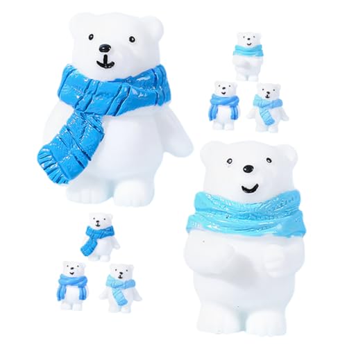 KONTONTY 8 Stück Eisbergschalpuppe Mini-Szenenschmuck klein Minifiguren arktischer Tiere Zahlen Dekorationen tragen Meerestierfiguren Terrarium basteln selber Machen Eisbär-Statue Harz Weiß von KONTONTY