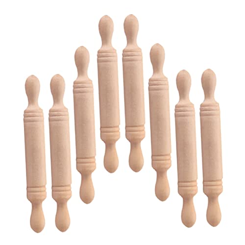 KONTONTY 8 Stück Mini Holz Nudelholz für Puppenhäuser Teiliges Dekorations für Zubehör für Kreative Rollenspiele der Spielküche Hochwertiges Miniaturspielzeug für DIY Projekte von KONTONTY
