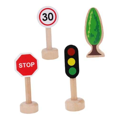 KONTONTY 8 Stück Teiliges Holz Verkehrszeichen Pädagogisches Lernmodell für Kreative Straßenschilder Spielzeuge Fördert Verkehrserziehung und Eltern Junge Mädchen Spielspaß von KONTONTY