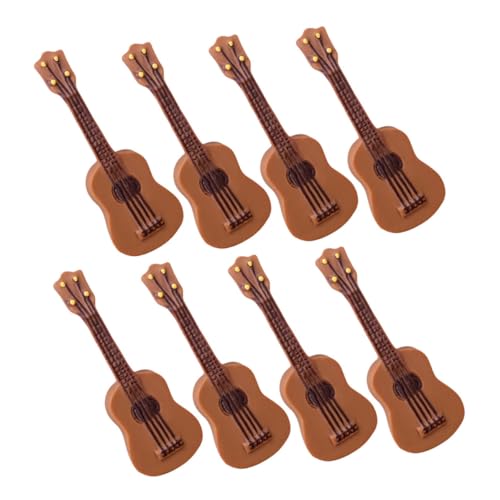 KONTONTY 8 Stück Teiliges Mini Gitarren Modell Miniatur Musikinstrumente für Puppenhaus Dekoration DIY Zubehör Realistische Kleine Gitarren Requisiten Langlebig und Dekorativ von KONTONTY