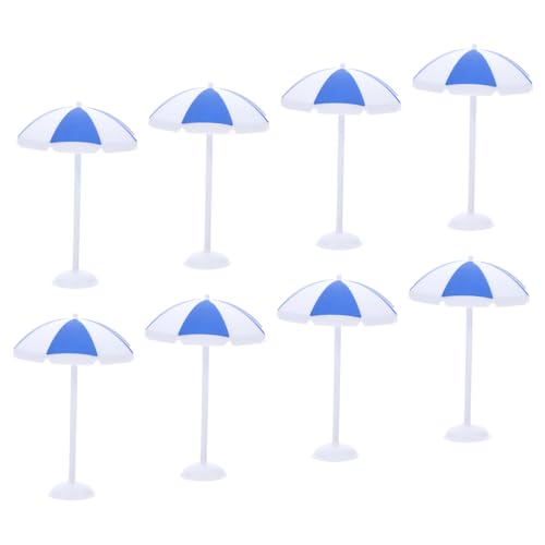 KONTONTY 8 Stück Teiliges Mini Schirm Kleine Blaue Miniatur Strandschirme für Puppenhäuser Vielseitige Dekoration für Mikro Landschaften Tischdeko Fotorequisiten und Kuchenverzierung von KONTONTY